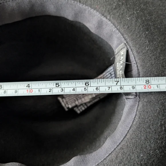 Zara Women's 100% Wool Felt Wide Brim Fedora Classic Hat Black Sz S - Picture 6 of 7